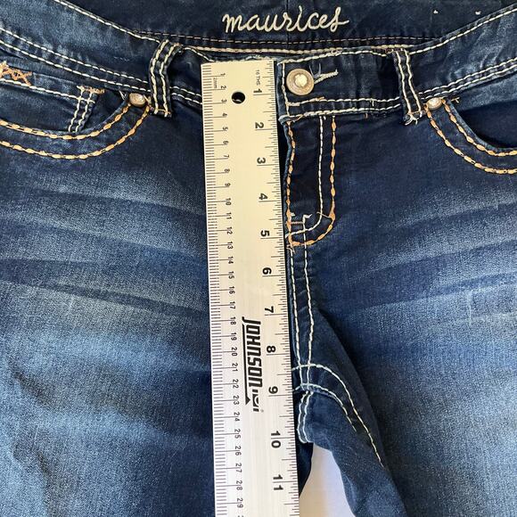Maurices Women Skinny Jeans Size L (16) Blue Mid Rise Stretch Boot Cut w Sequin - Picture 5 of 12
